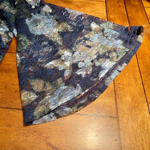 Time and Tru Printed Lace Peasant Top New Wi Tags Womens L Blue 35.0=R9 - Picture 3 of 13